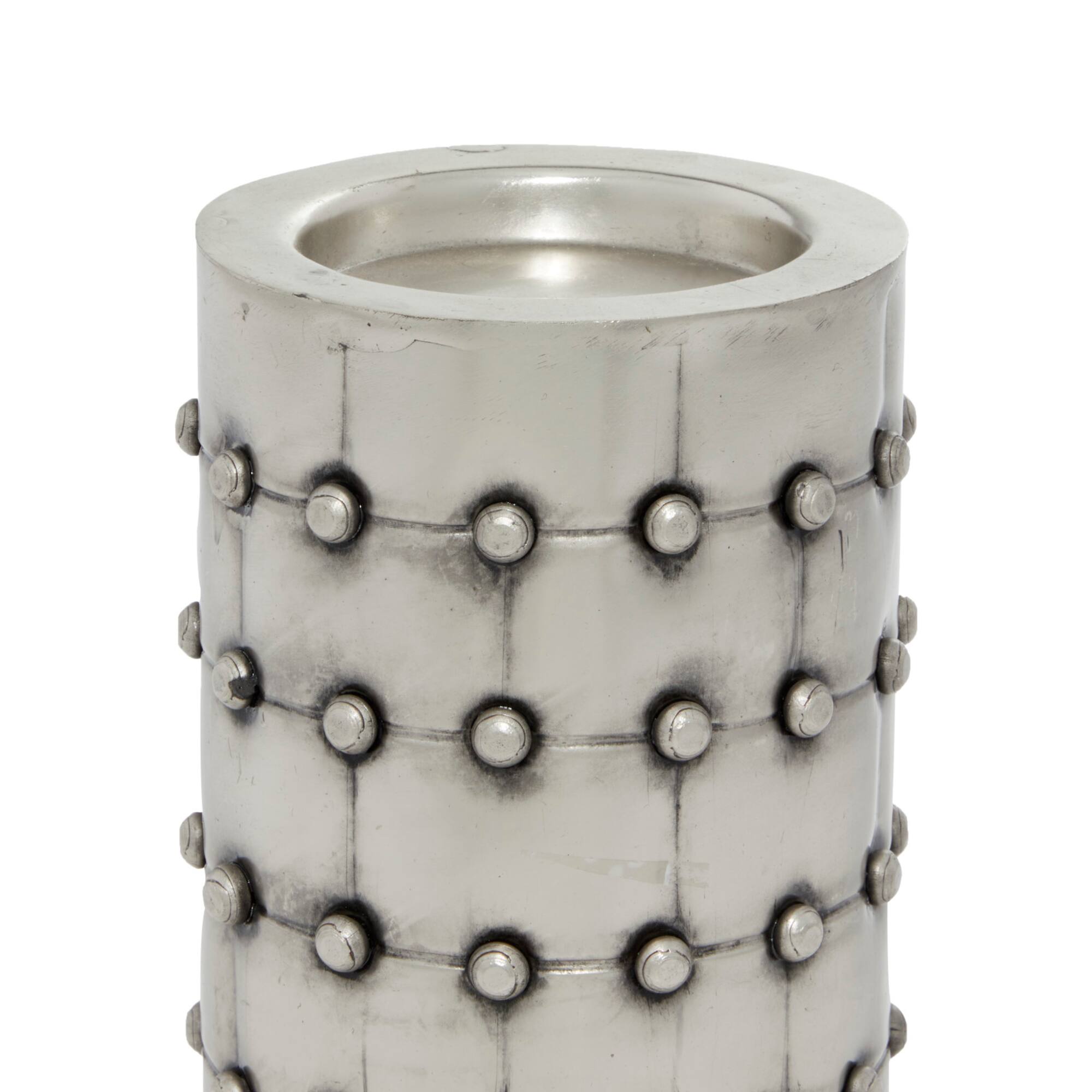 Silver Metal Industrial Candle Holder Set